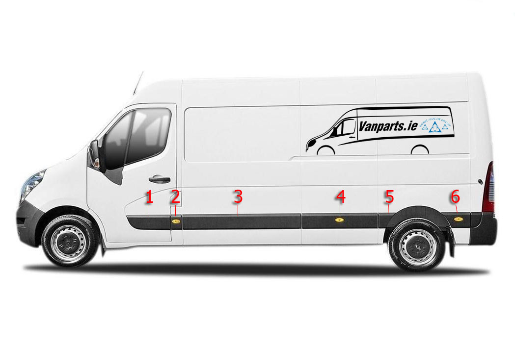 Long wheel base side trims to suit the renault master, nissan nv400 and opel movano from van parts ireland. vanparts.ie is your one stop shop for new van parts in ireland.