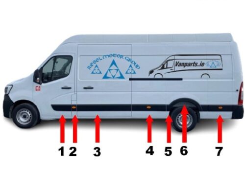 extra long wheel base side trims to suit the renault master, opel movano, nissan nv400 from vanparts.ie