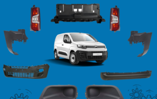 New front and rear bumpers and tail lights for Citroen Berlingo, Peugeot Partner, Opel Combo, and Fiat Doblo