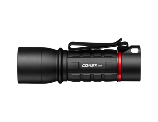 Coast XP7R rechargeable LED torch with Pure Beam® focusing system, USB-C charging, and rugged black weather-resistant body available at vanparts.ie