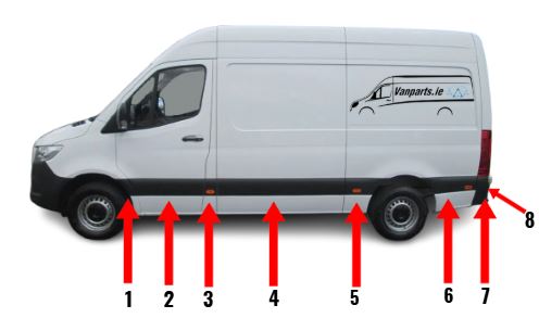 2018> Mercedes Sprinter Medium Wheel Base RWD side trims at vanparts.ie