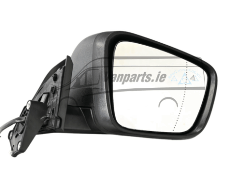 Right Complete Mirror (Grained Black, with Temp Sensor + Blindspot Indicator, 10 Pin) Kangoo 21>
