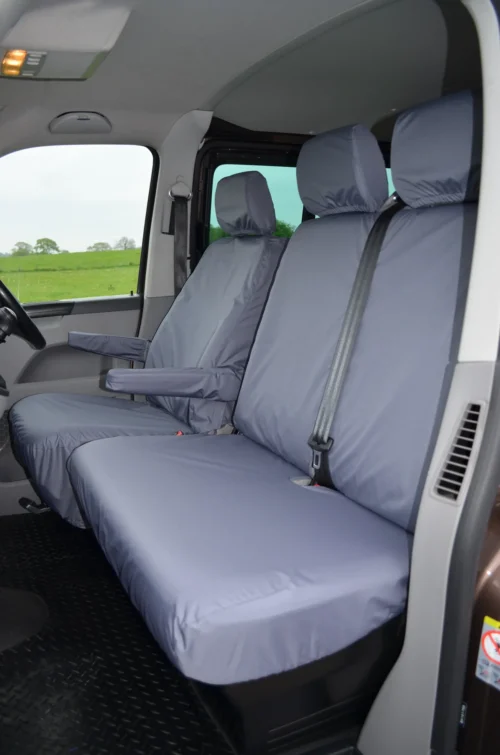 Waterproof front 3 seat covers for VW Transporter T5/T6 2010 onwards without armrests