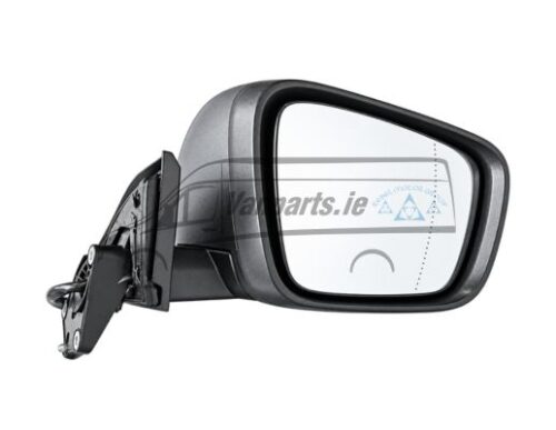 Right complete door mirror for Renault Kangoo 2021 onwards, grained black finish, 9 pin connection with temperature sensor.